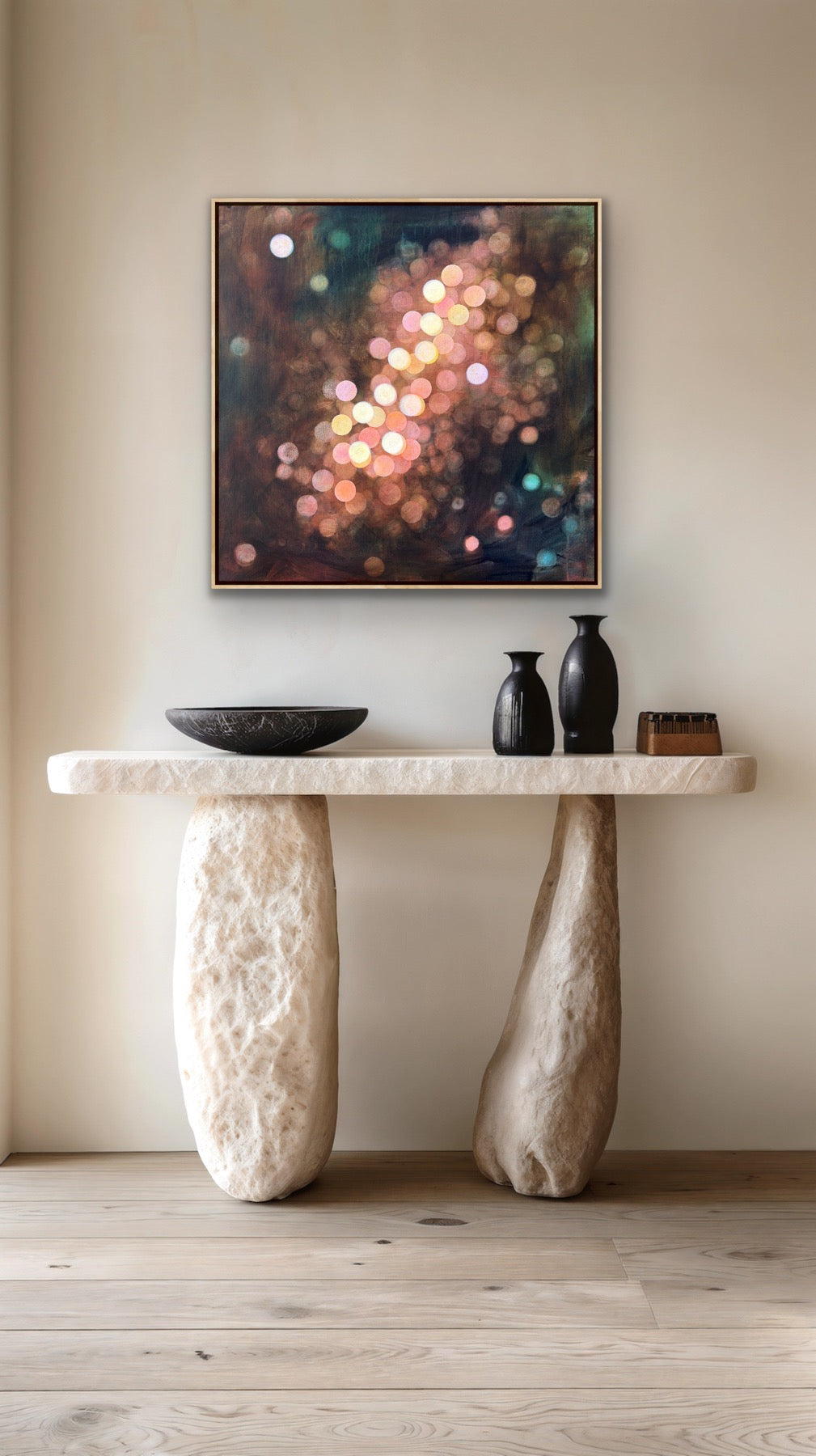 Bioluminous Bloom II - Large Original Abstract Painting Framed