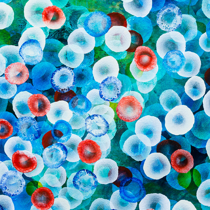 ‘Aqueous Swarm IV’ — Original Ocean-Inspired Abstract Painting Sea Blues