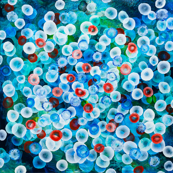 ‘Aqueous Swarm IV’ — Original Ocean-Inspired Abstract Painting Sea Blues
