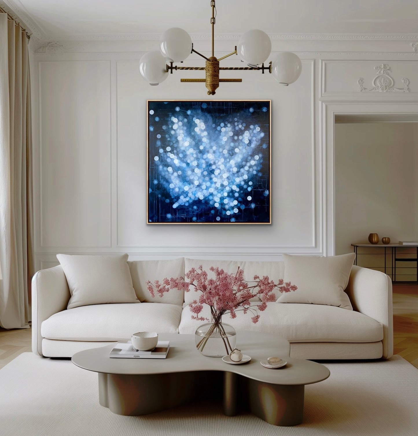 Bioluminescent Bloom - Large Framed Abstract Sealife Painting