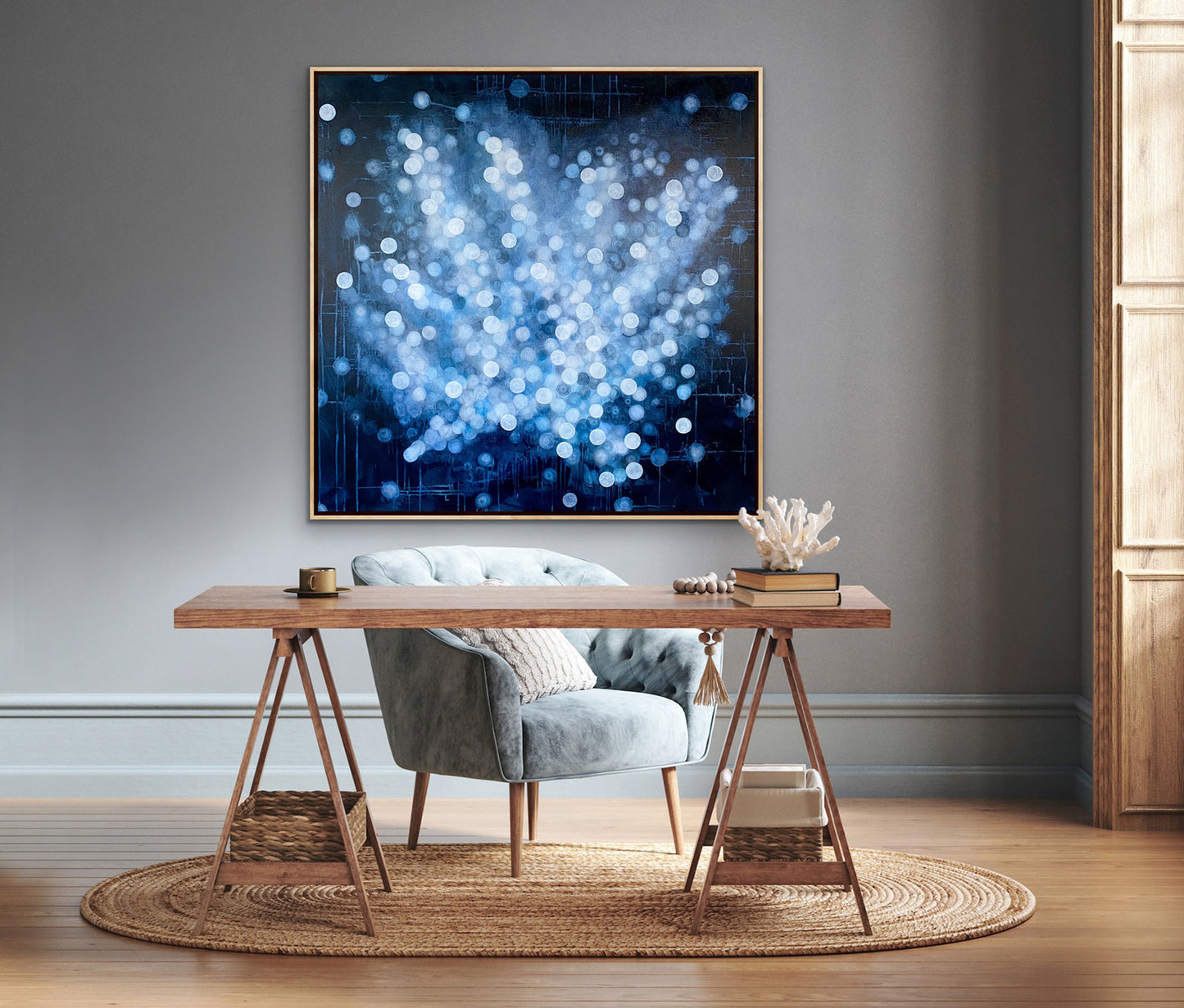 Bioluminescent Bloom - Large Framed Abstract Sealife Painting