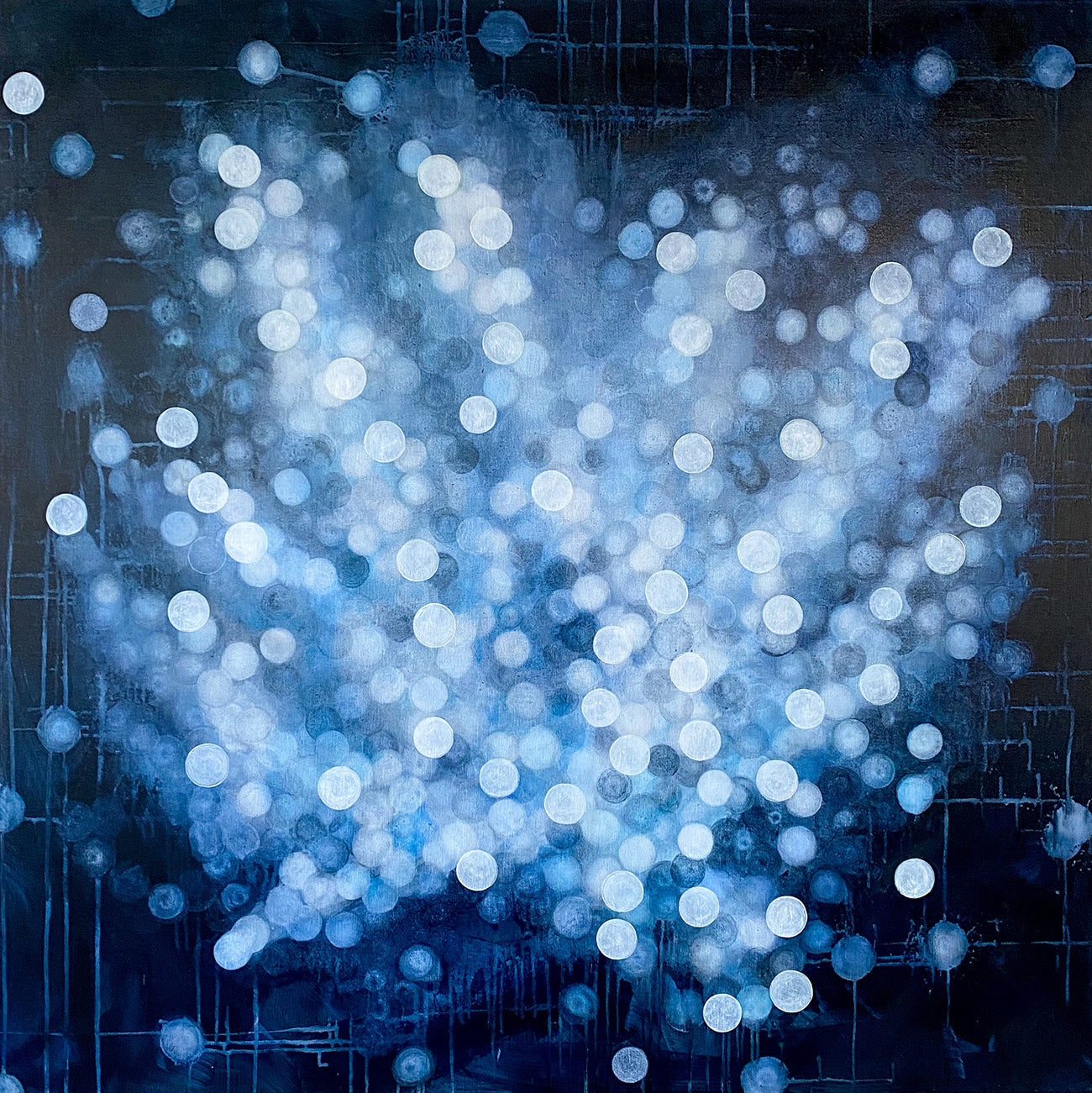 Bioluminescent Bloom - Large Framed Abstract Sealife Painting