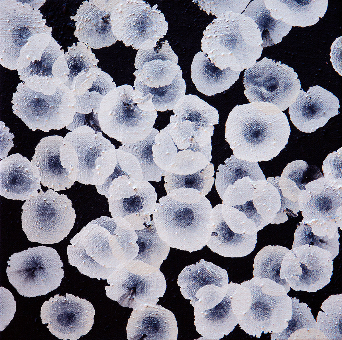 Bioluminous Tideline Dwellers II - Abstract Monochrome Painting Framed