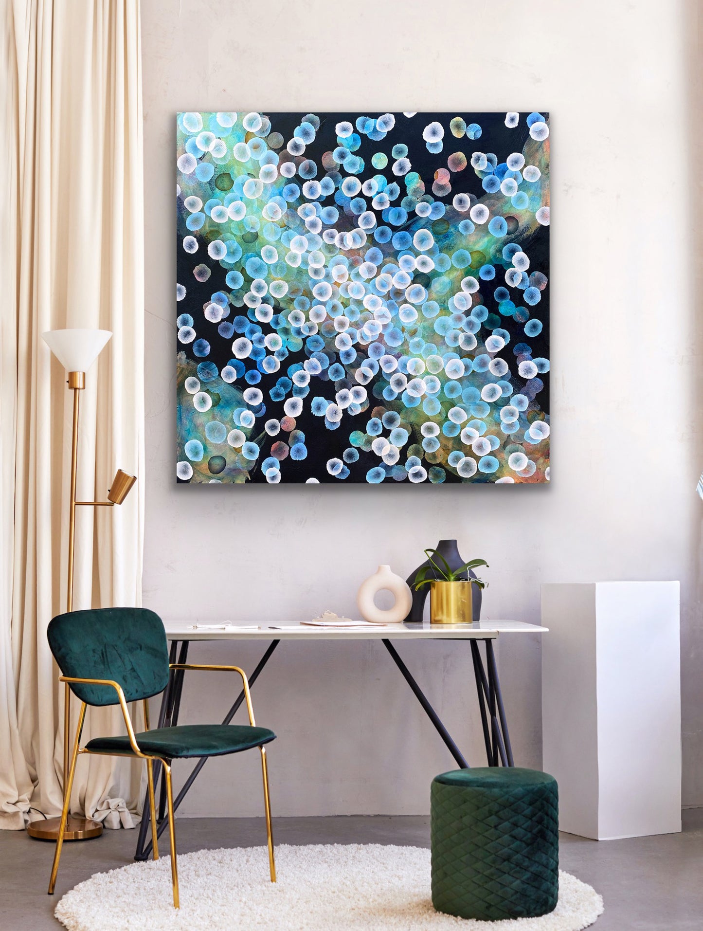 Bioluminous Rockpool Drift - Original Abstract Sealife Painting
