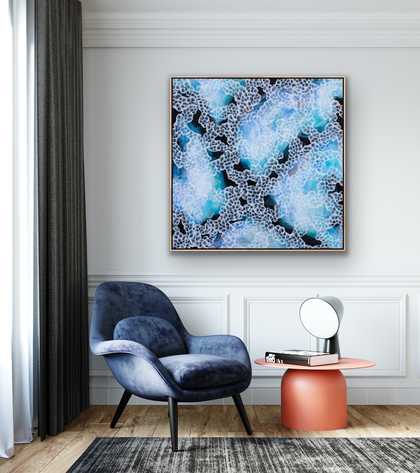 Rock Pool Blooms III - Abstract Artwork Blues Teals