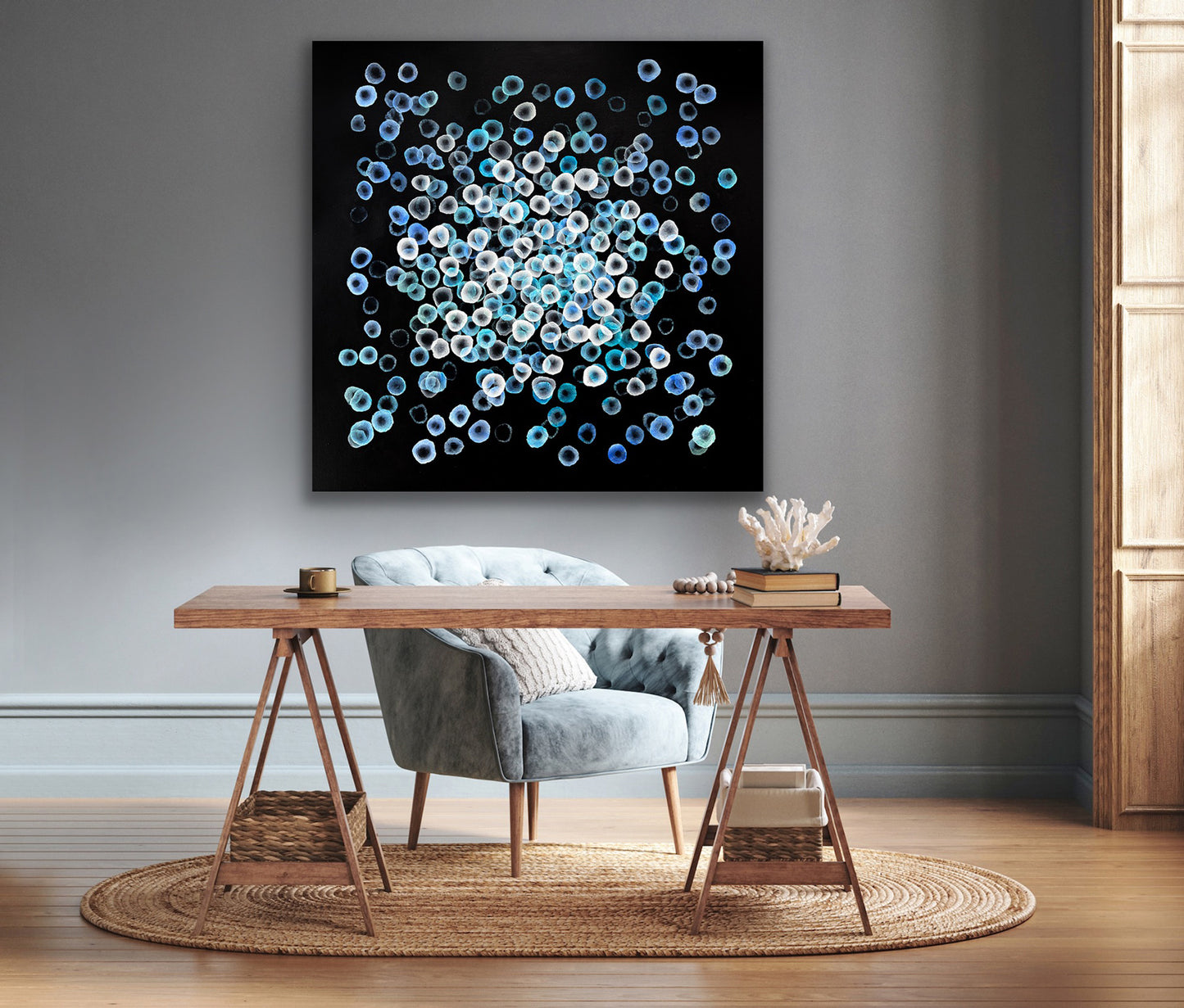 Bioluminous Rockpool Drift Basalt Coast - Original Abstract Sealife Painting