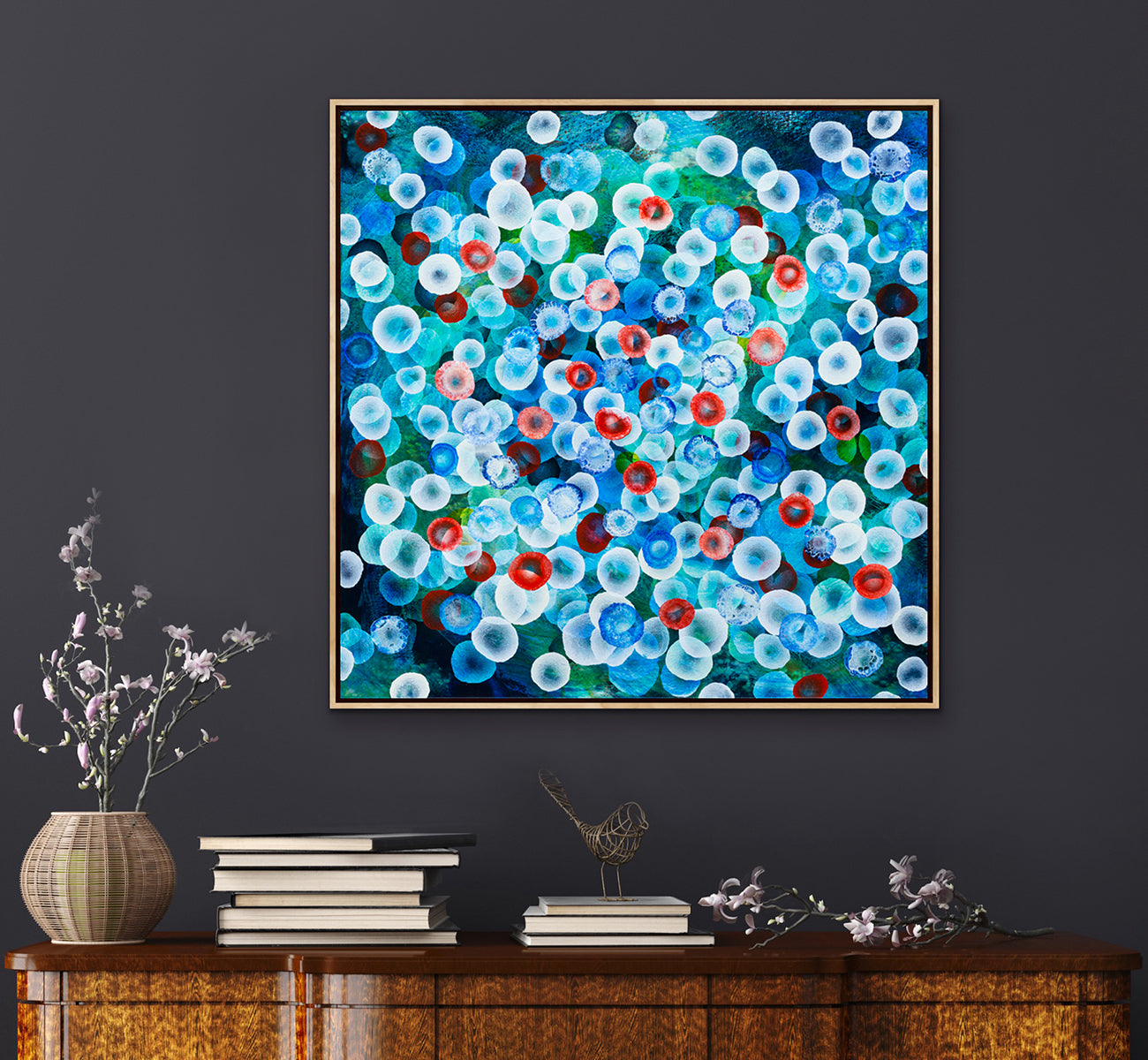 ‘Aqueous Swarm IV’ — Original Ocean-Inspired Abstract Painting Sea Blues