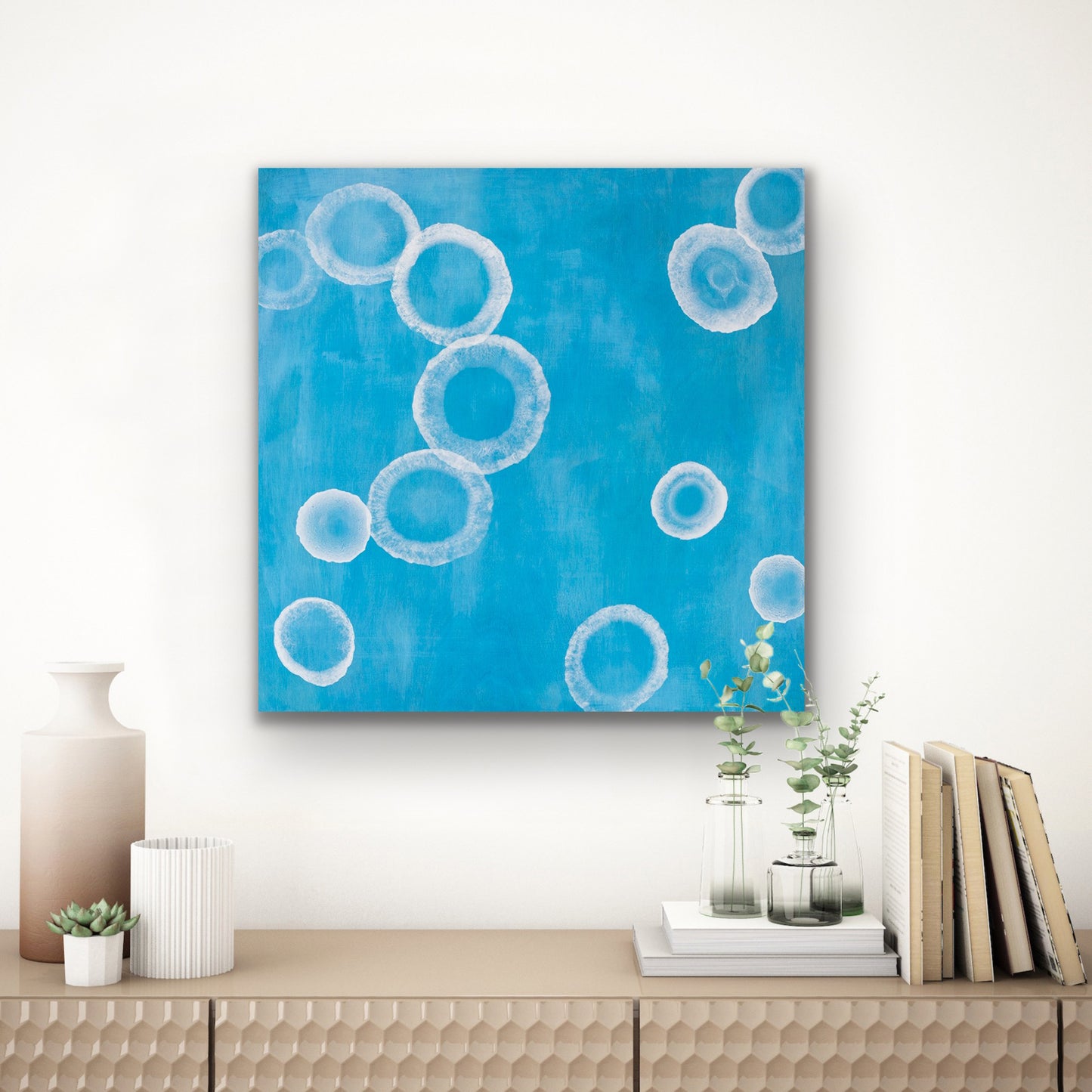 Aqueous Calm III - Abstract Blue Sealife Painting