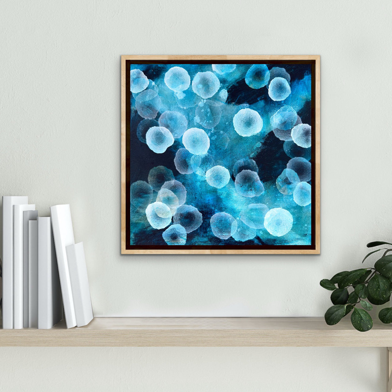 Bioluminous Aqueous Drift II - Original Abstract Sealife Painting Framed