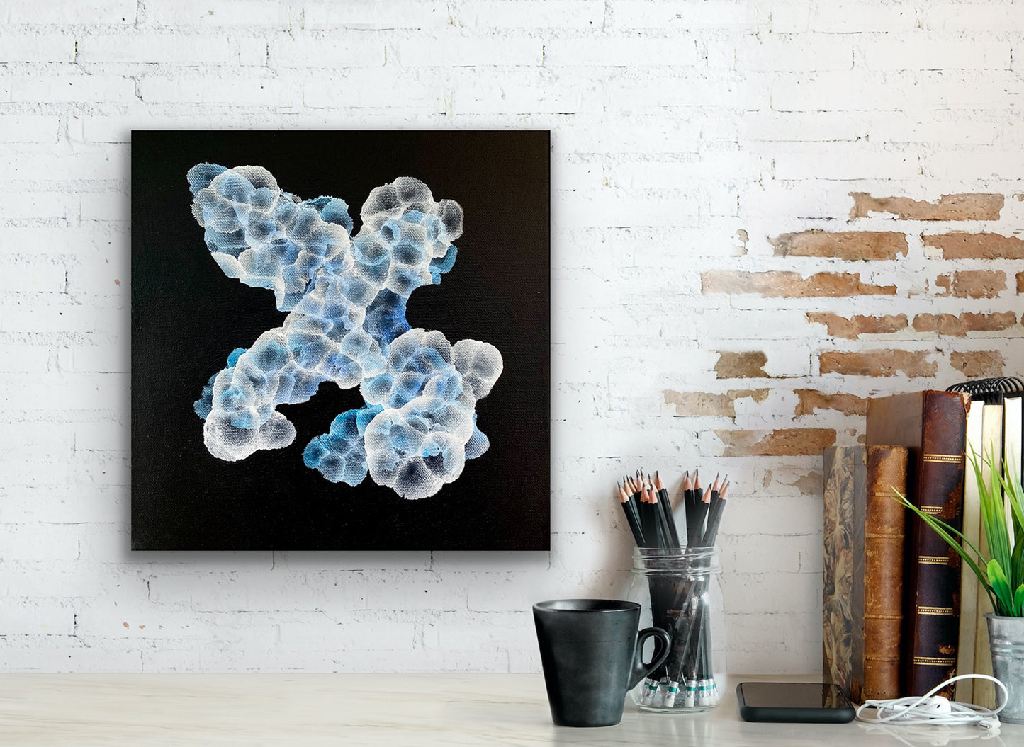 Bio Cluster Basalt Bloom - Abstract Sealife Painting