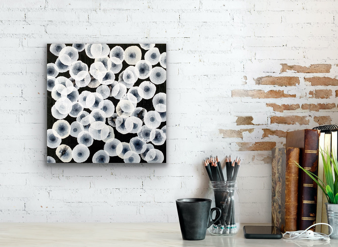 Orbicular Bloom XVI - Abstract Monochrome Painting