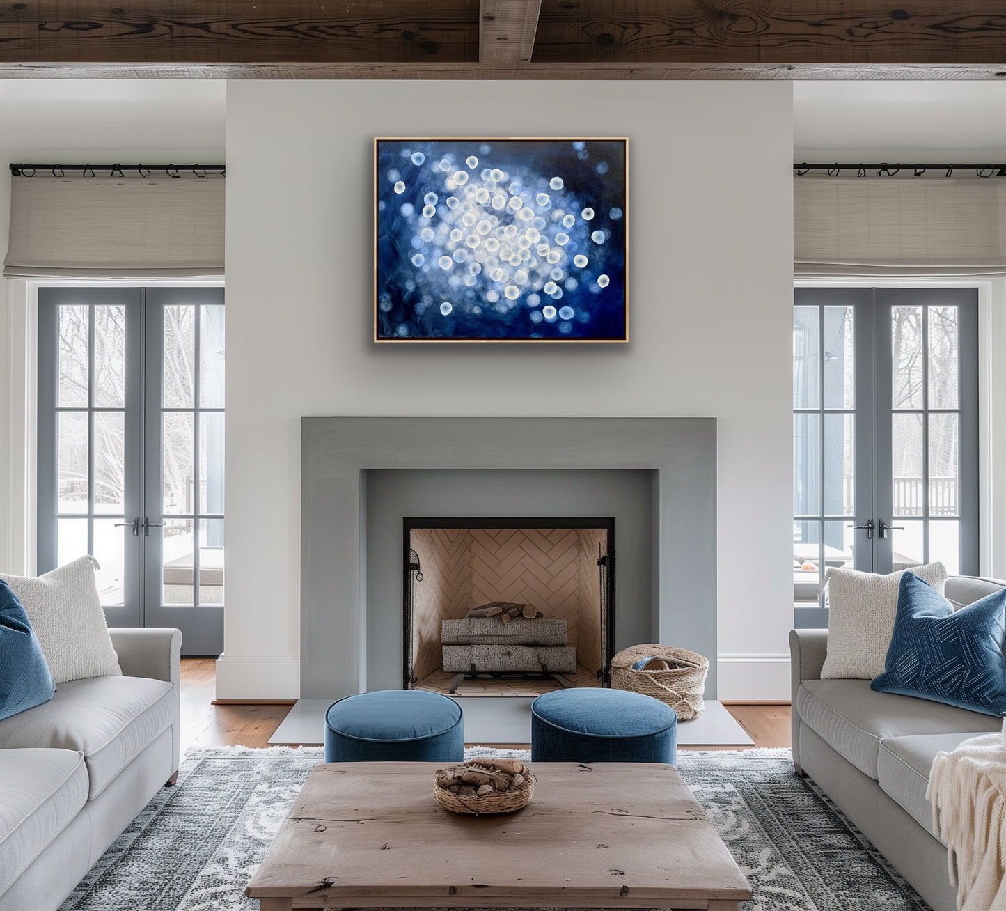 Bioluminous Flow II - 79 x 64cm Original Abstract Artwork Framed Ocean inspired