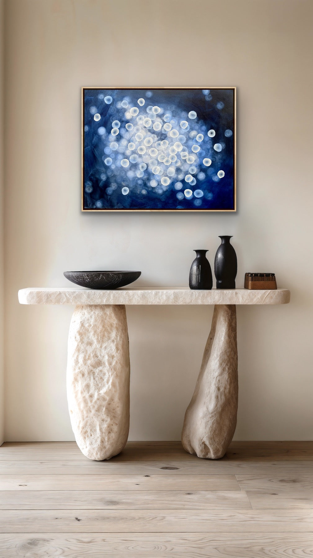 Bioluminous Flow II - 79 x 64cm Original Abstract Artwork Framed Ocean inspired