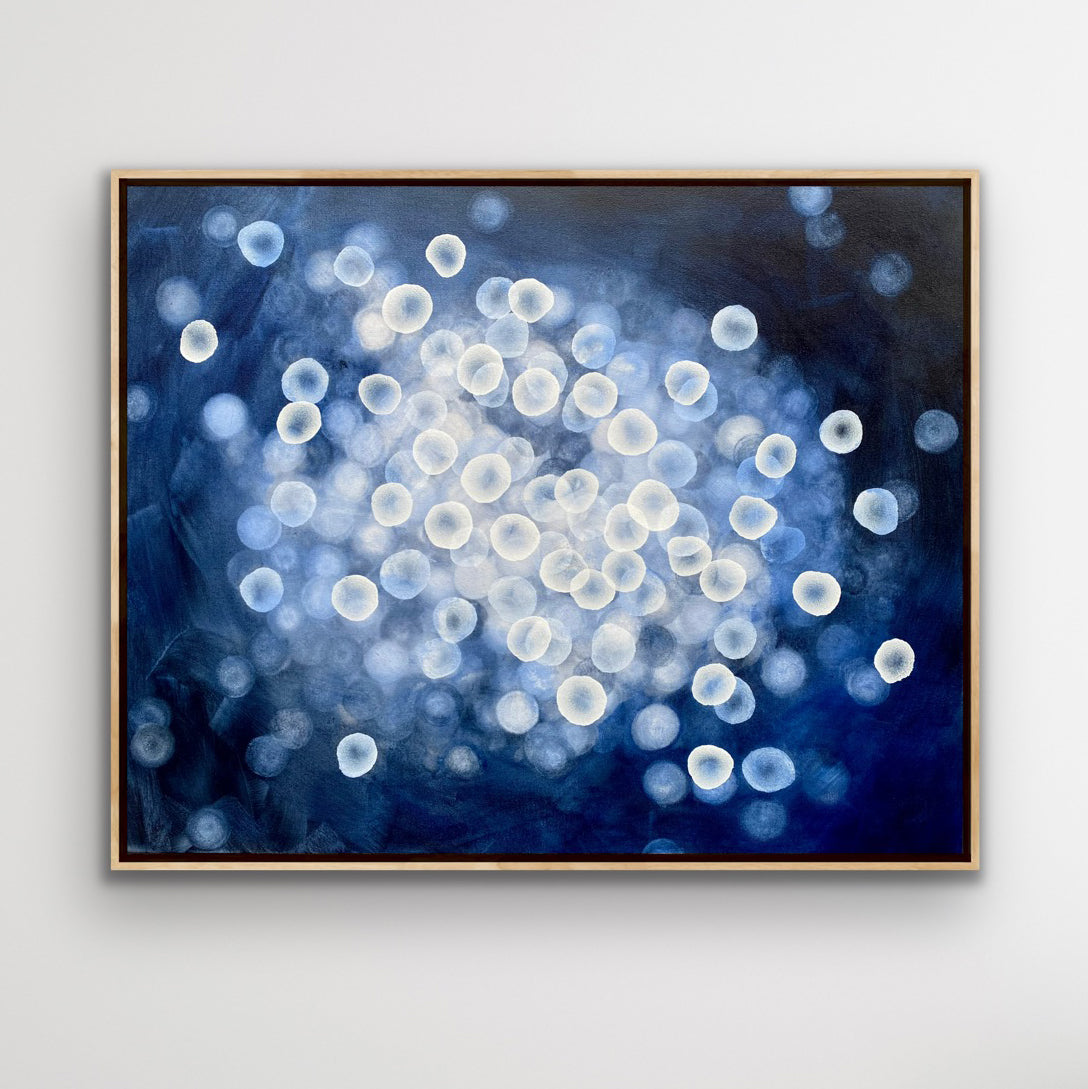 Bioluminous Flow II - 79 x 64cm Original Abstract Artwork Framed Ocean inspired