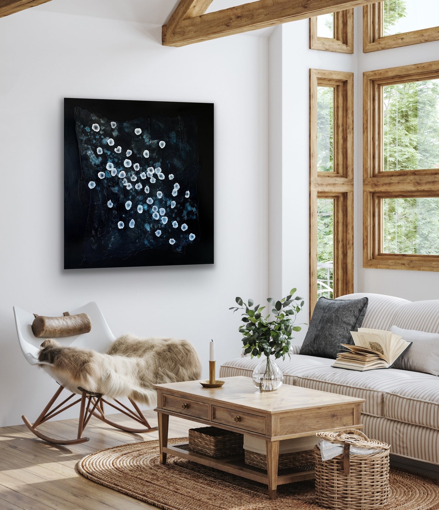 Bioluminescent Sea Drift - Original Abstract Textured Painting