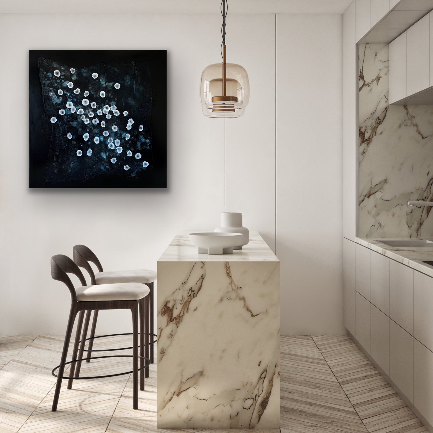 Bioluminescent Sea Drift - Original Abstract Textured Painting
