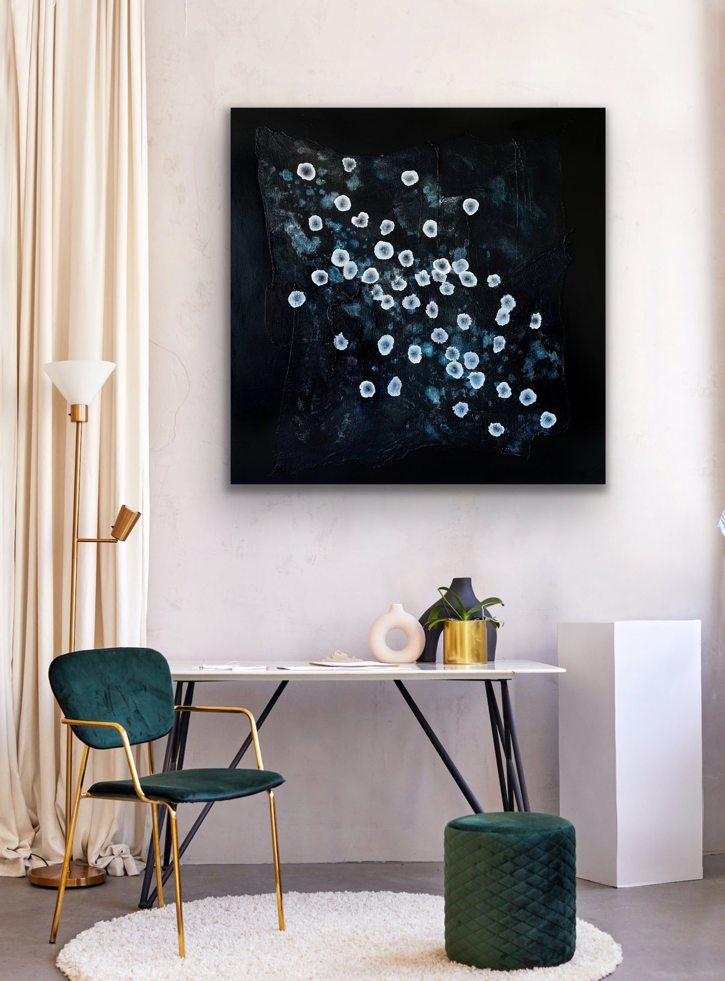 Bioluminescent Sea Drift - Original Abstract Textured Painting