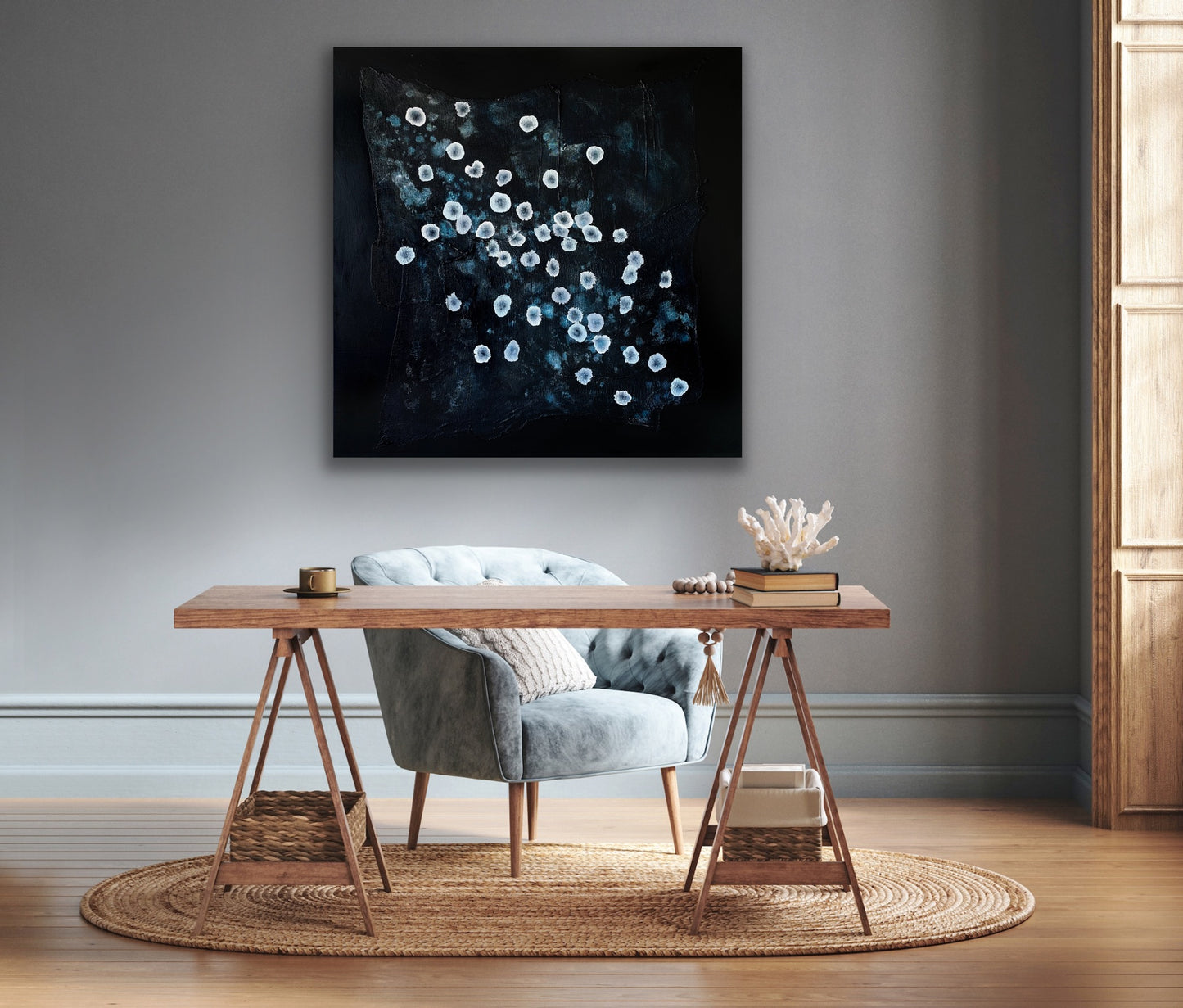 Bioluminescent Sea Drift - Original Abstract Textured Painting