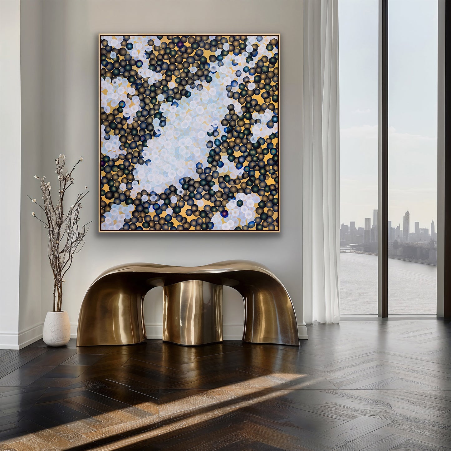 Bio Bloom Shape Shifter - Large Abstract Sealife Painting Framed