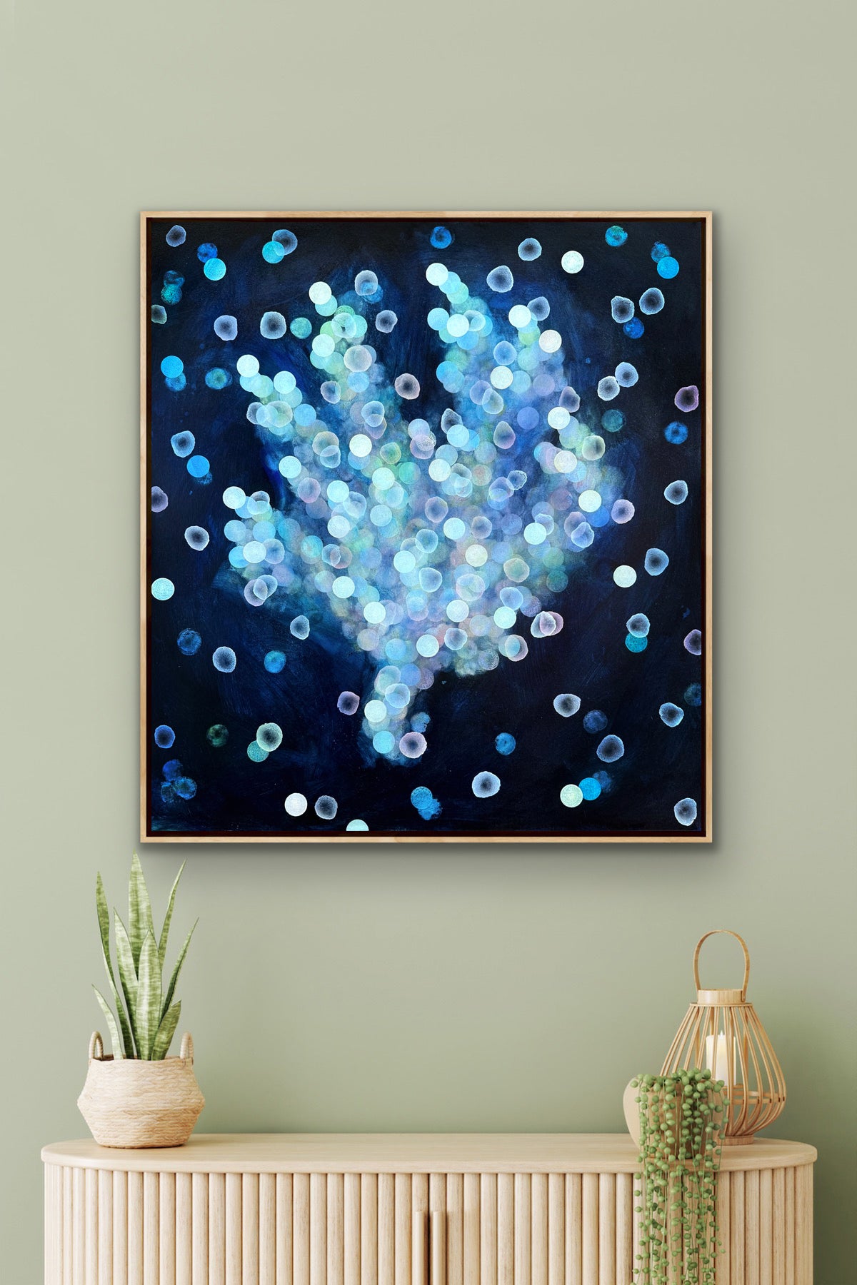 Bioluminescent Drift II Abstract Sealife Painting framed 119cm x 109cm