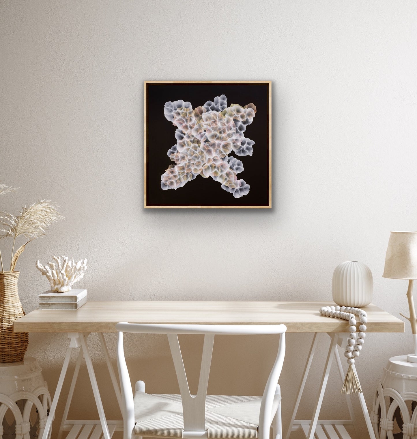 Bio Cluster Basalt Bloom V - Original Painting Framed Ocean Art