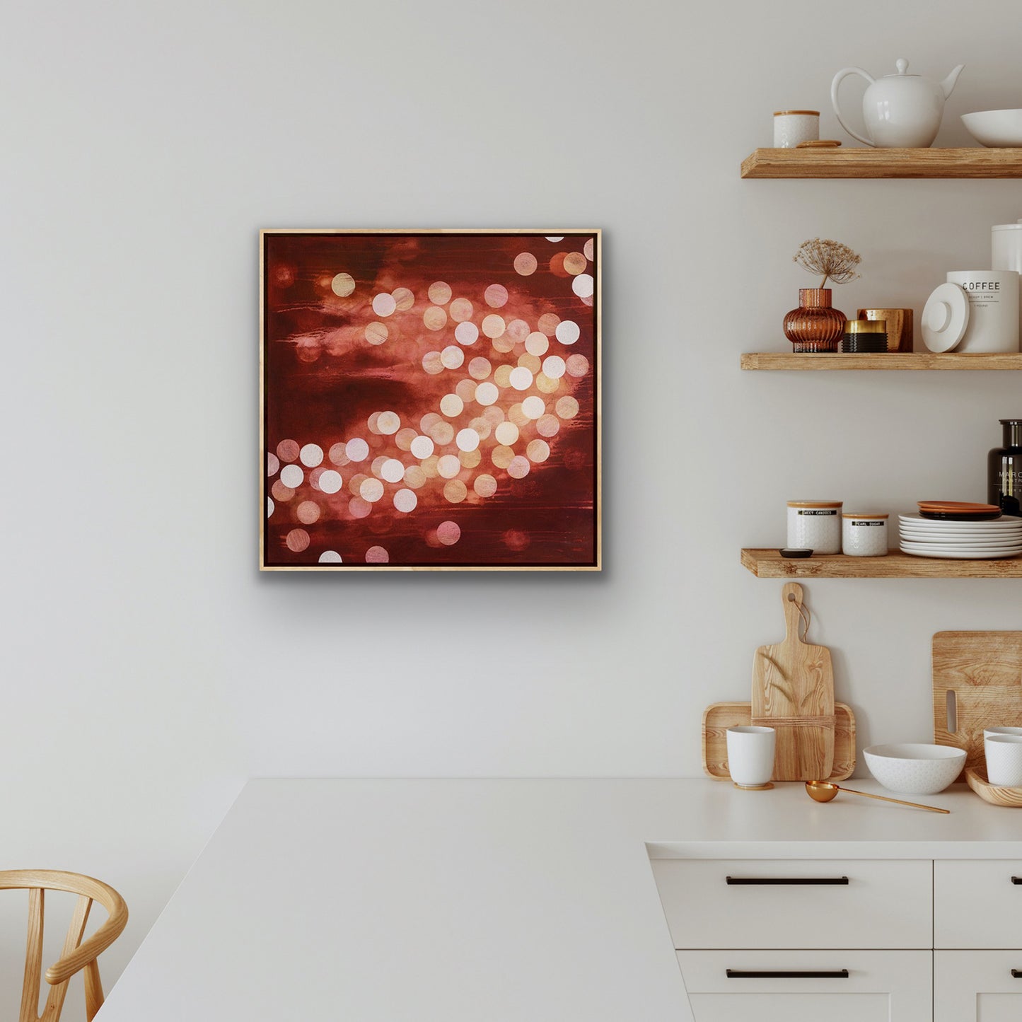 Sometimes of Ether and Water - Abstract Lights Painting 64cm x 64cm Framed