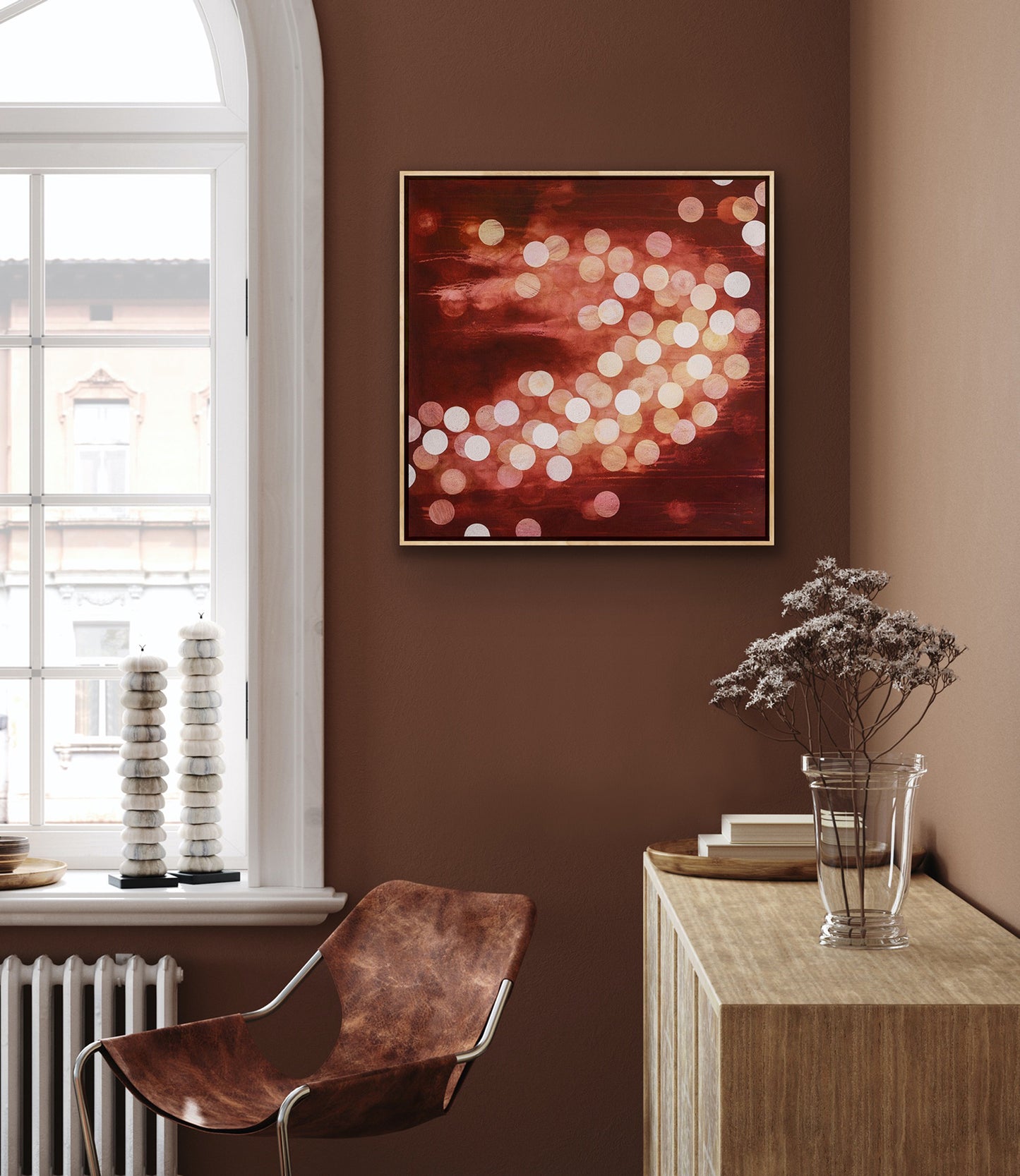 Sometimes of Ether and Water - Abstract Lights Painting 64cm x 64cm Framed