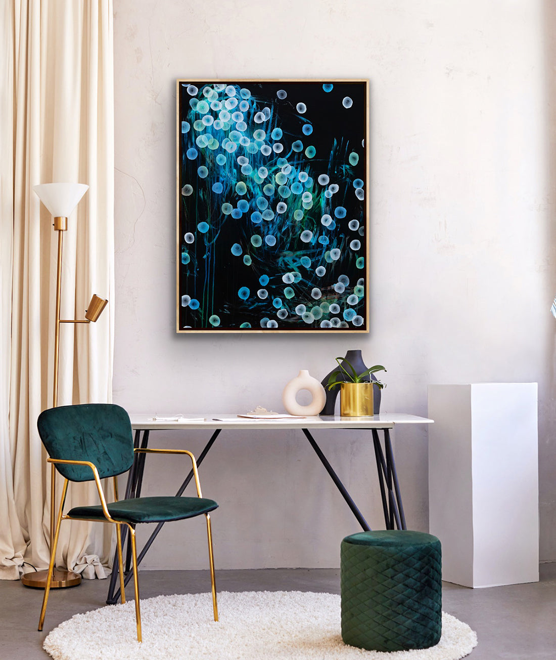 Bioluminous Ocean Dancer - Framed Abstract Artwork
