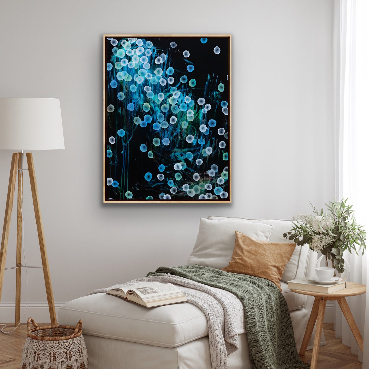 Bioluminous Ocean Dancer - Framed Abstract Artwork