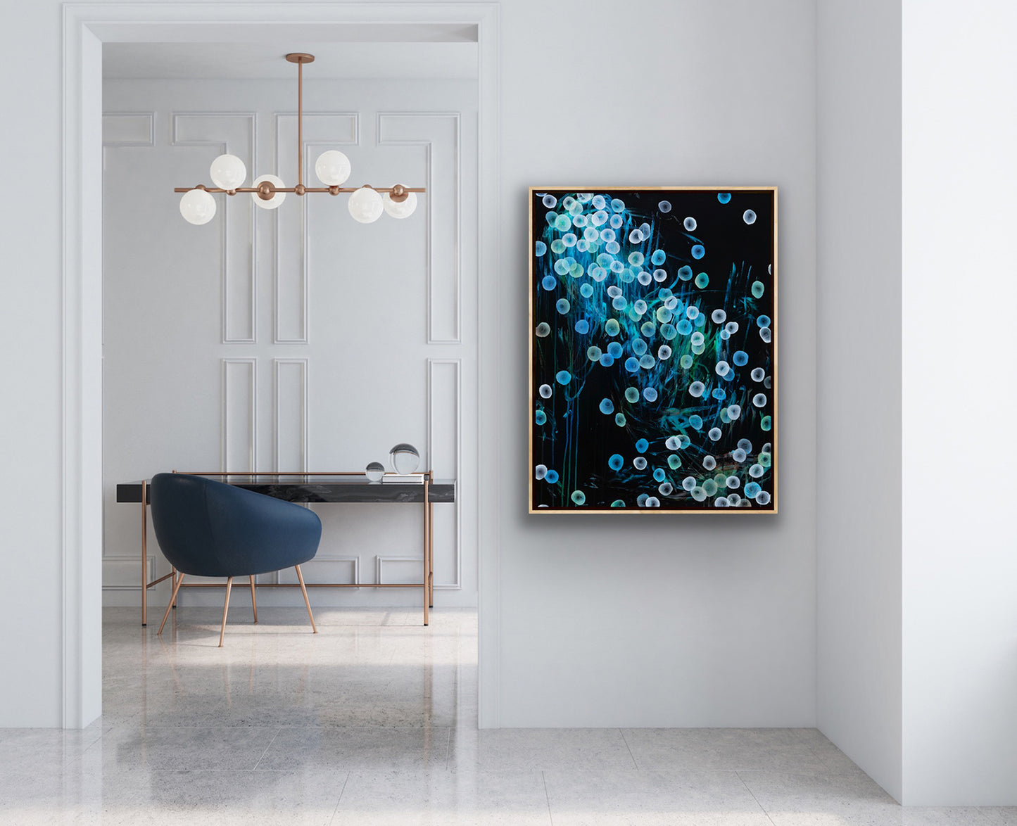 Bioluminous Ocean Dancer - Framed Abstract Artwork