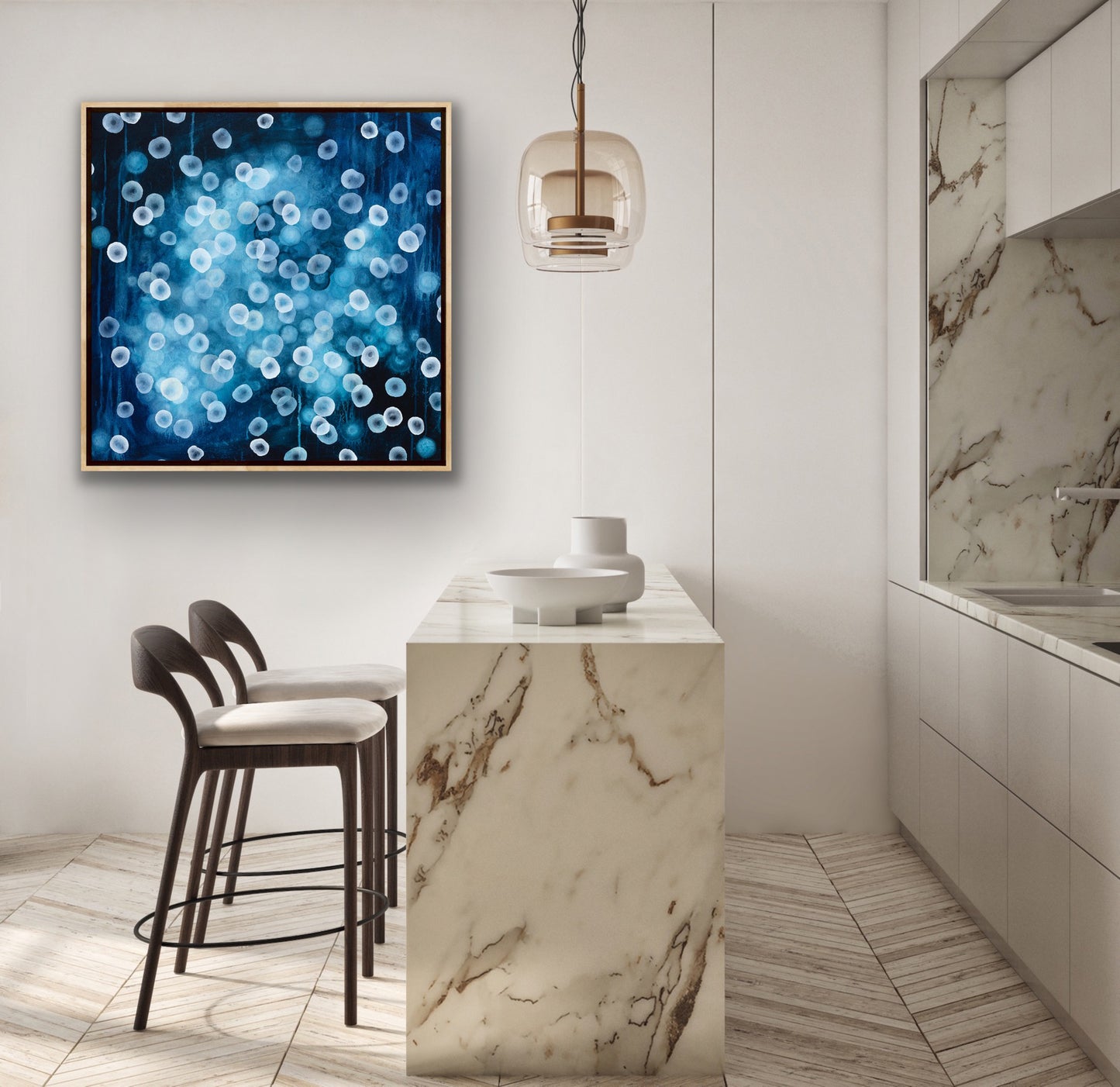 Aqueous Bloom Bioluminescence I - Abstract Microscopic Sealife Painting