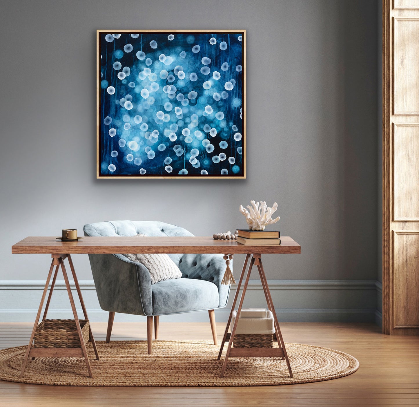 Aqueous Bloom Bioluminescence I - Abstract Microscopic Sealife Painting