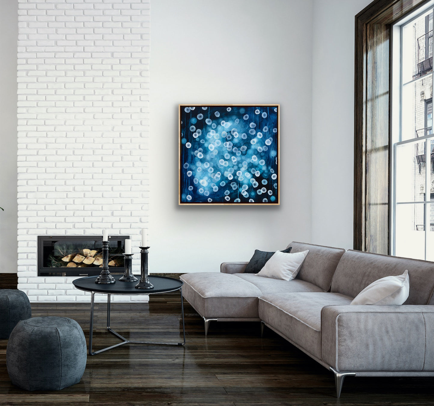 Aqueous Bloom Bioluminescence I - Abstract Microscopic Sealife Painting