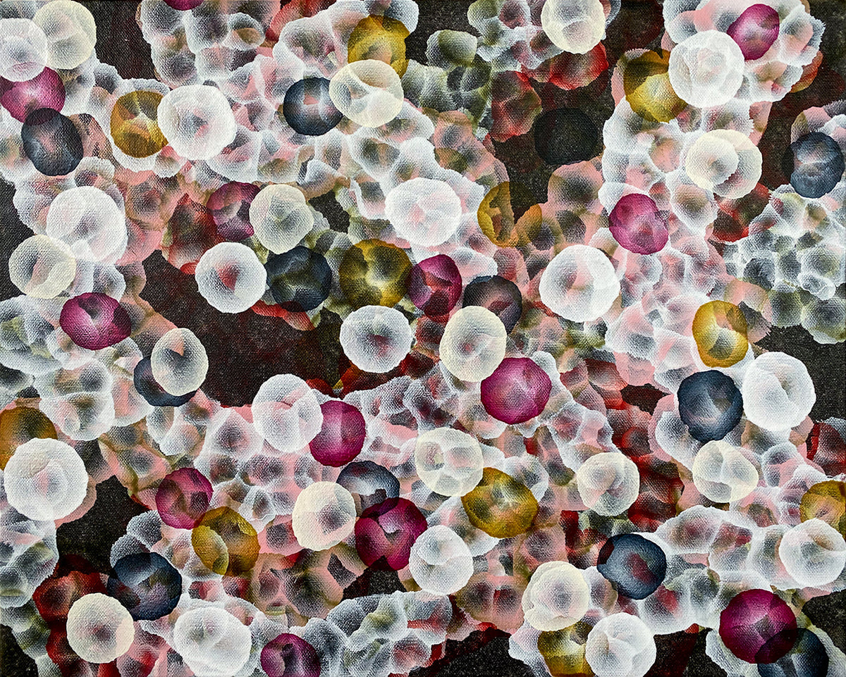 Bio Bloom Rock-pool Gathering Blowhole Beach - Original Abstract Sealife Painting 41cm x 51cm