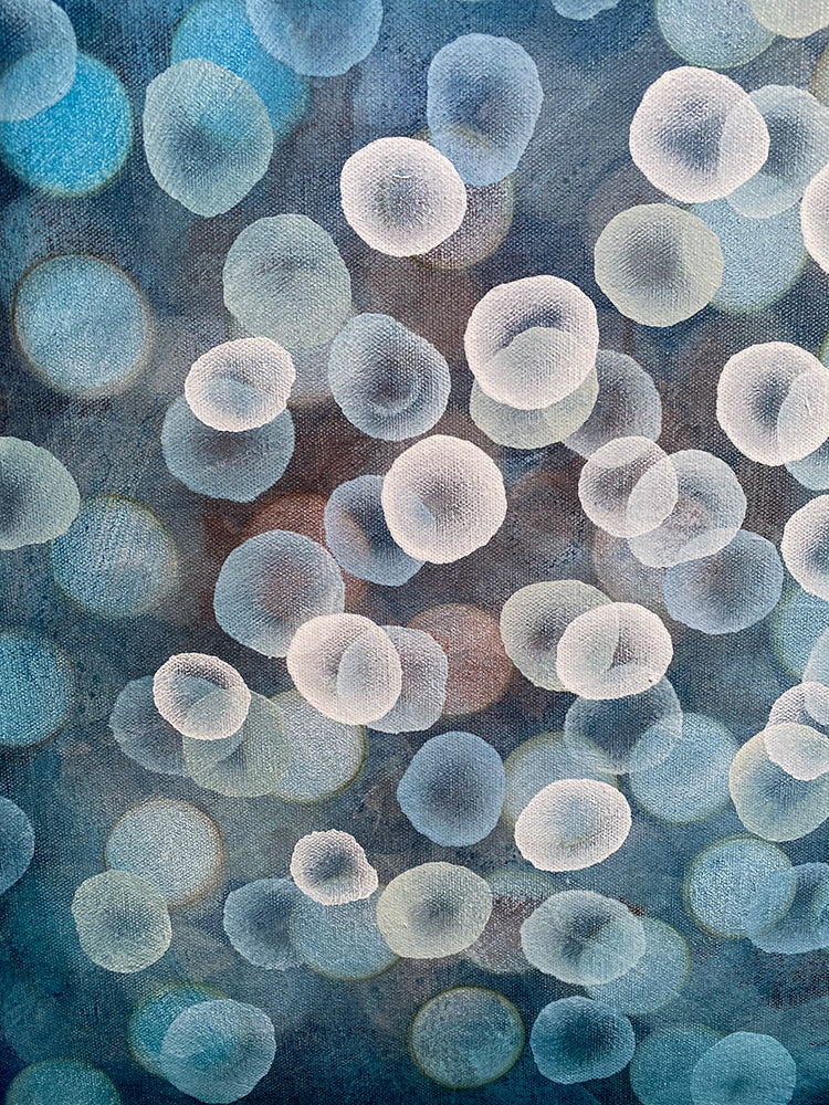 Bioluminescent Bloom Dance - Abstract Microscopic Sealife Painting