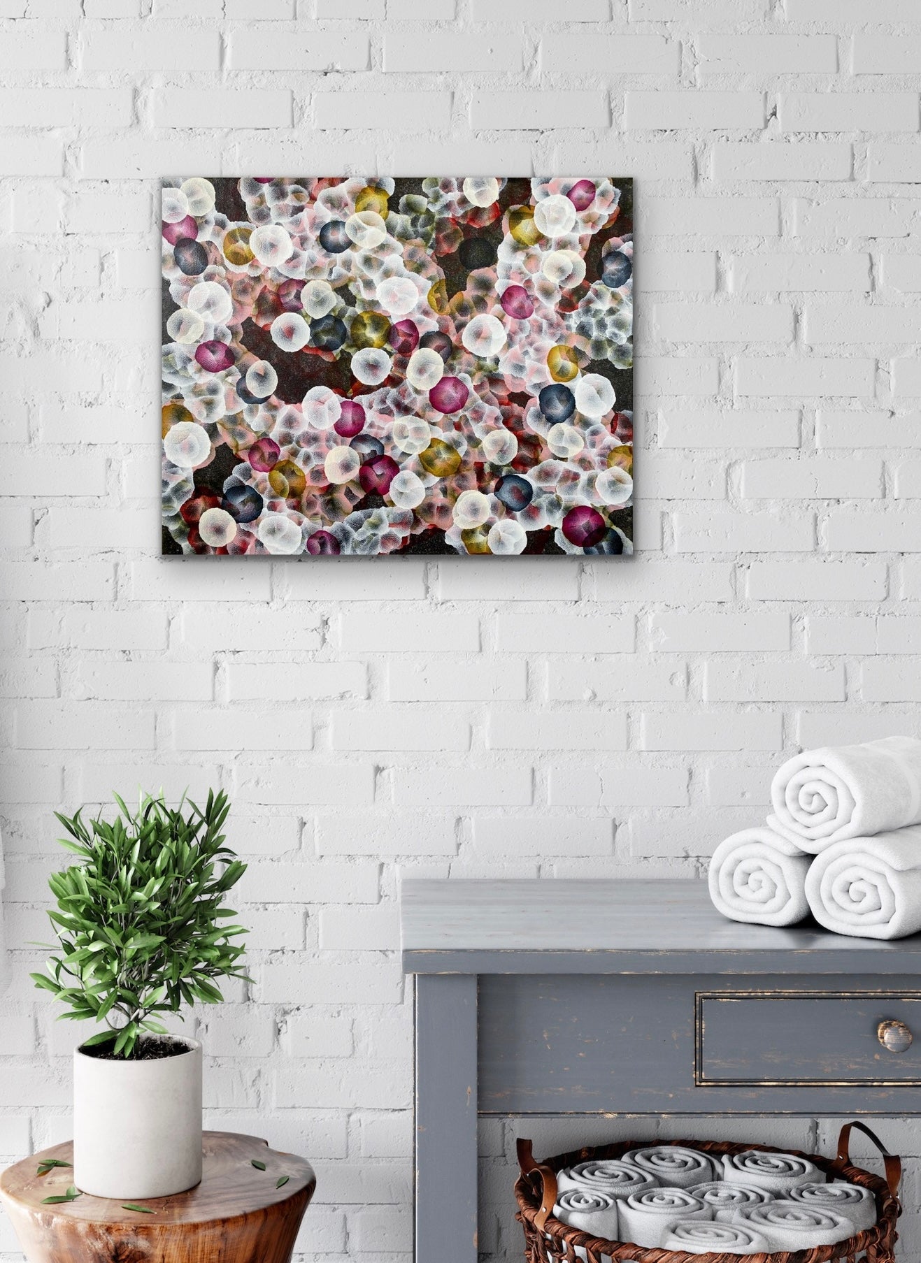 Bio Bloom Rock-pool Gathering Blowhole Beach - Original Abstract Sealife Painting 41cm x 51cm