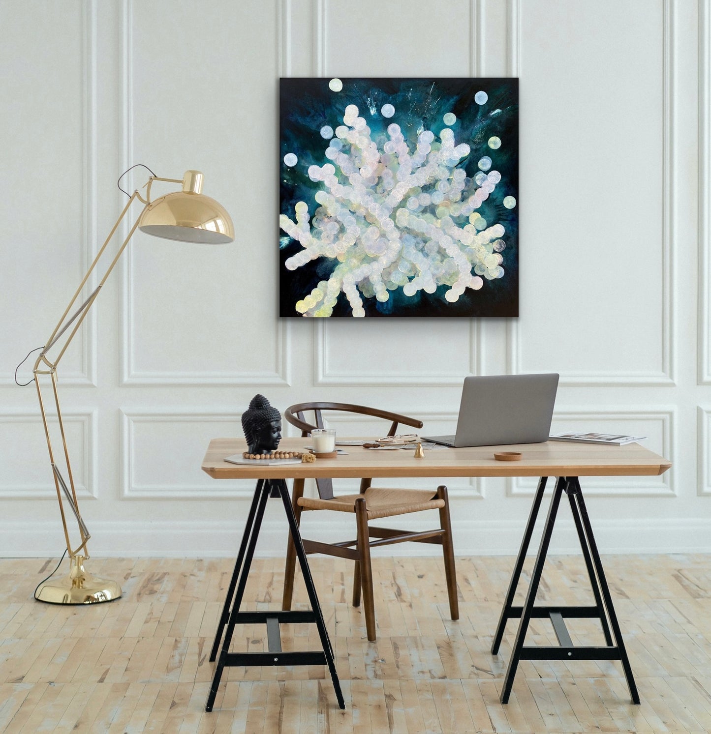 sealife painting ocean art blue and white like an underwater photo