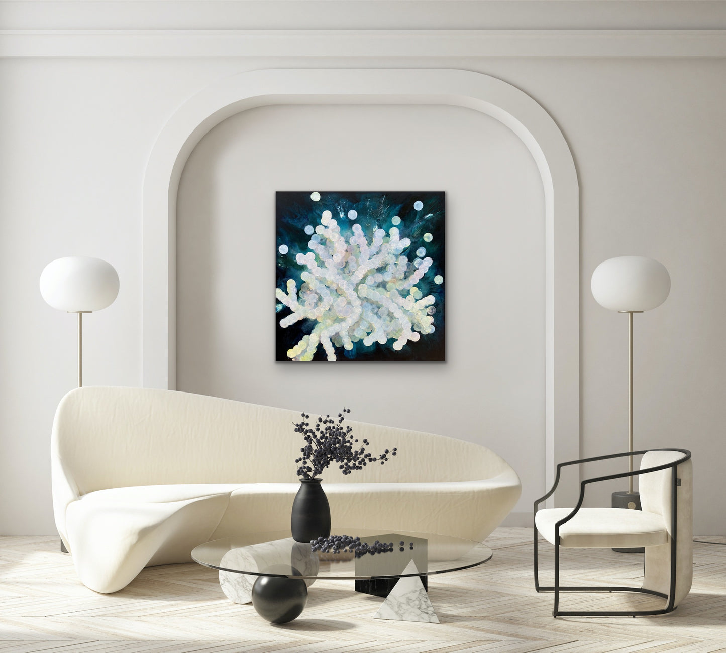 Bio Bloom Luminous I - Abstract Sealife Painting 76cm x 76cm