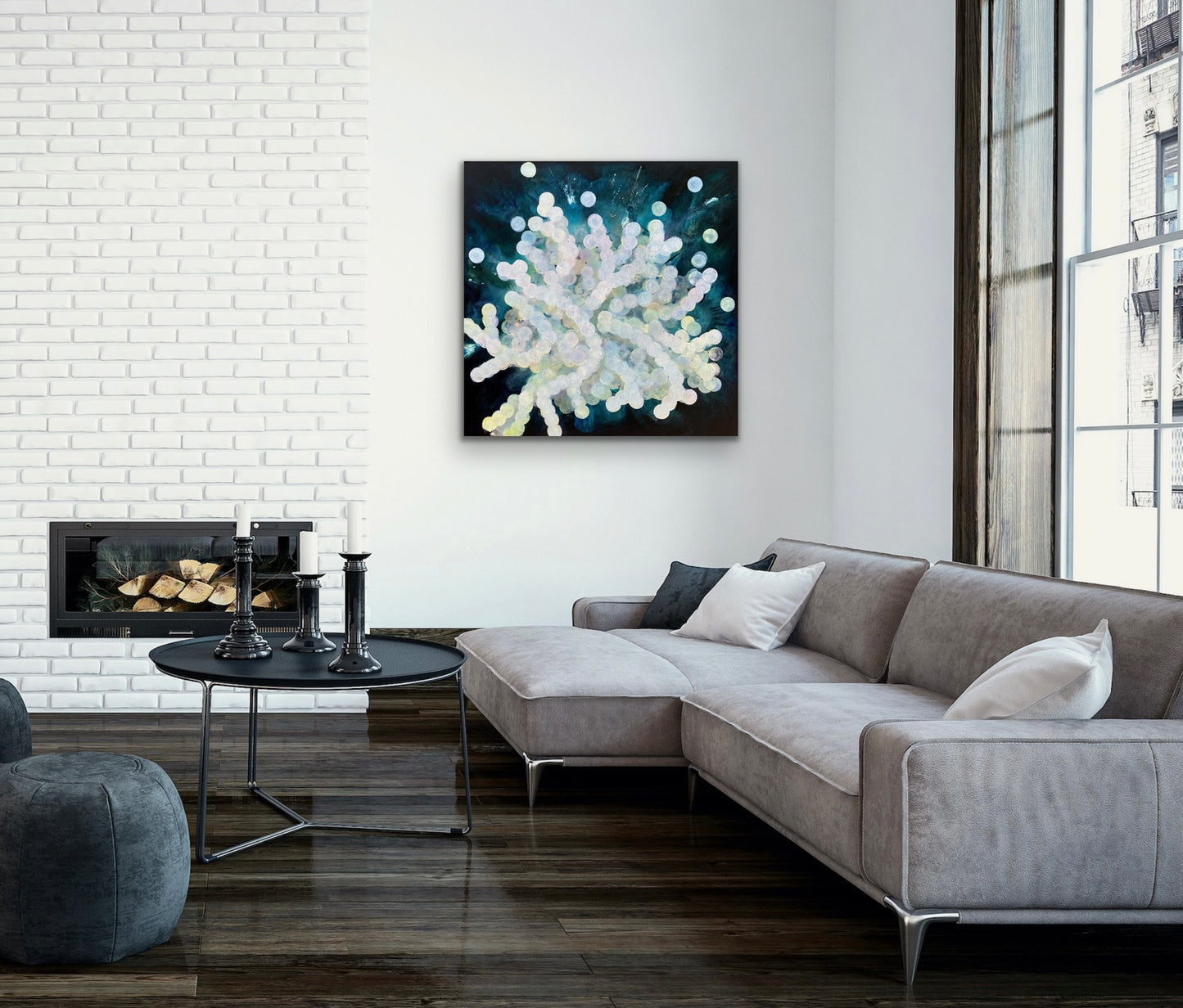 Bio Bloom Luminous I - Abstract Sealife Painting 76cm x 76cm