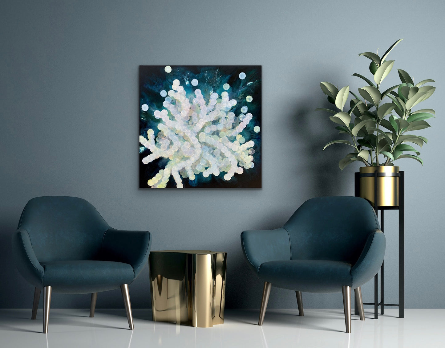 Bio Bloom Luminous I - Abstract Sealife Painting 76cm x 76cm
