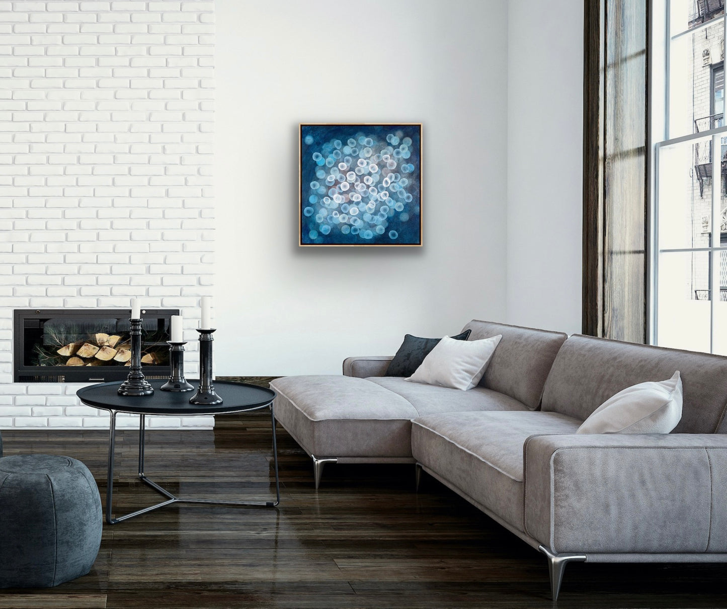 Bioluminescent Bloom Dance - Abstract Microscopic Sealife Painting