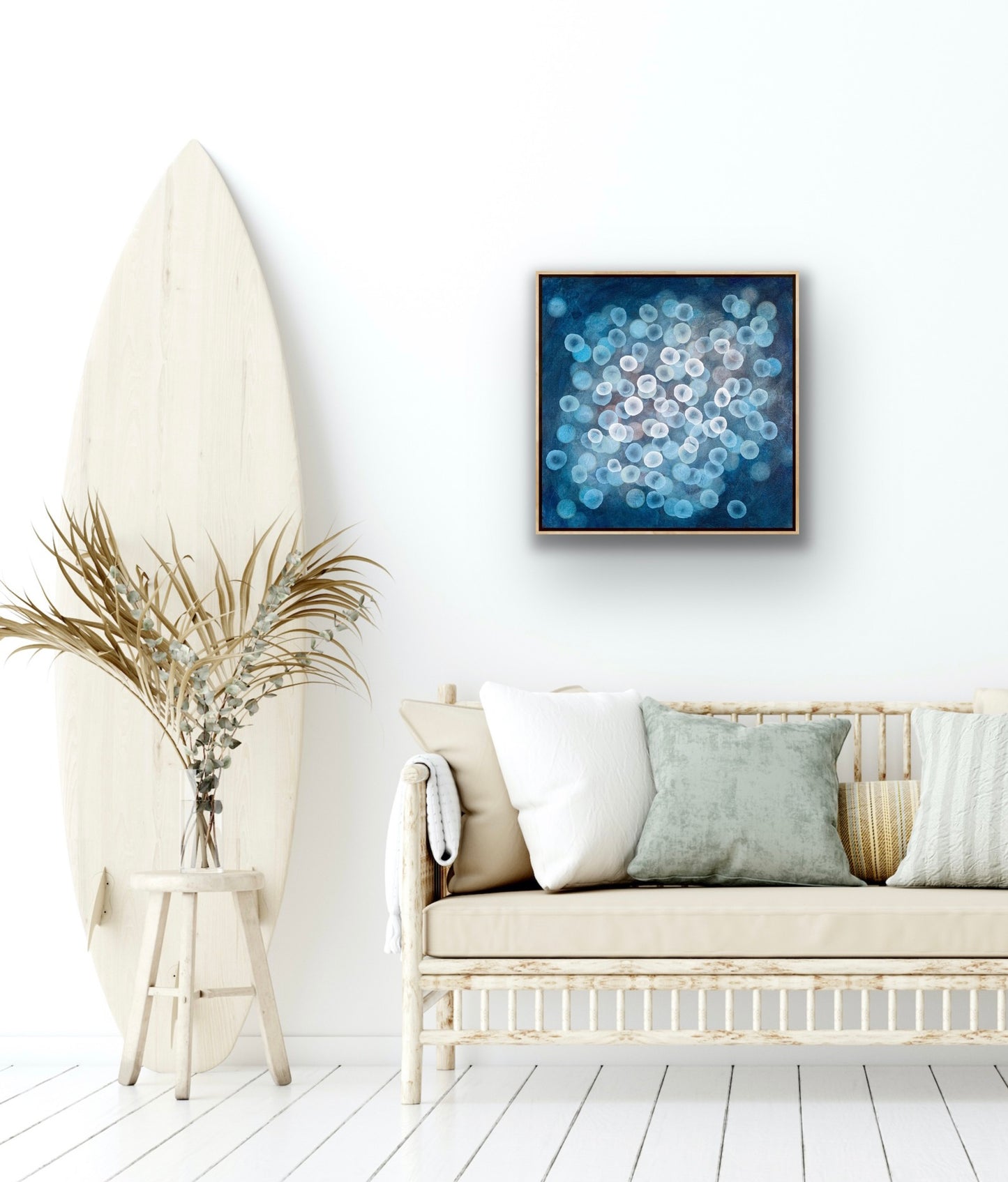 Bioluminescent Bloom Dance - Abstract Microscopic Sealife Painting