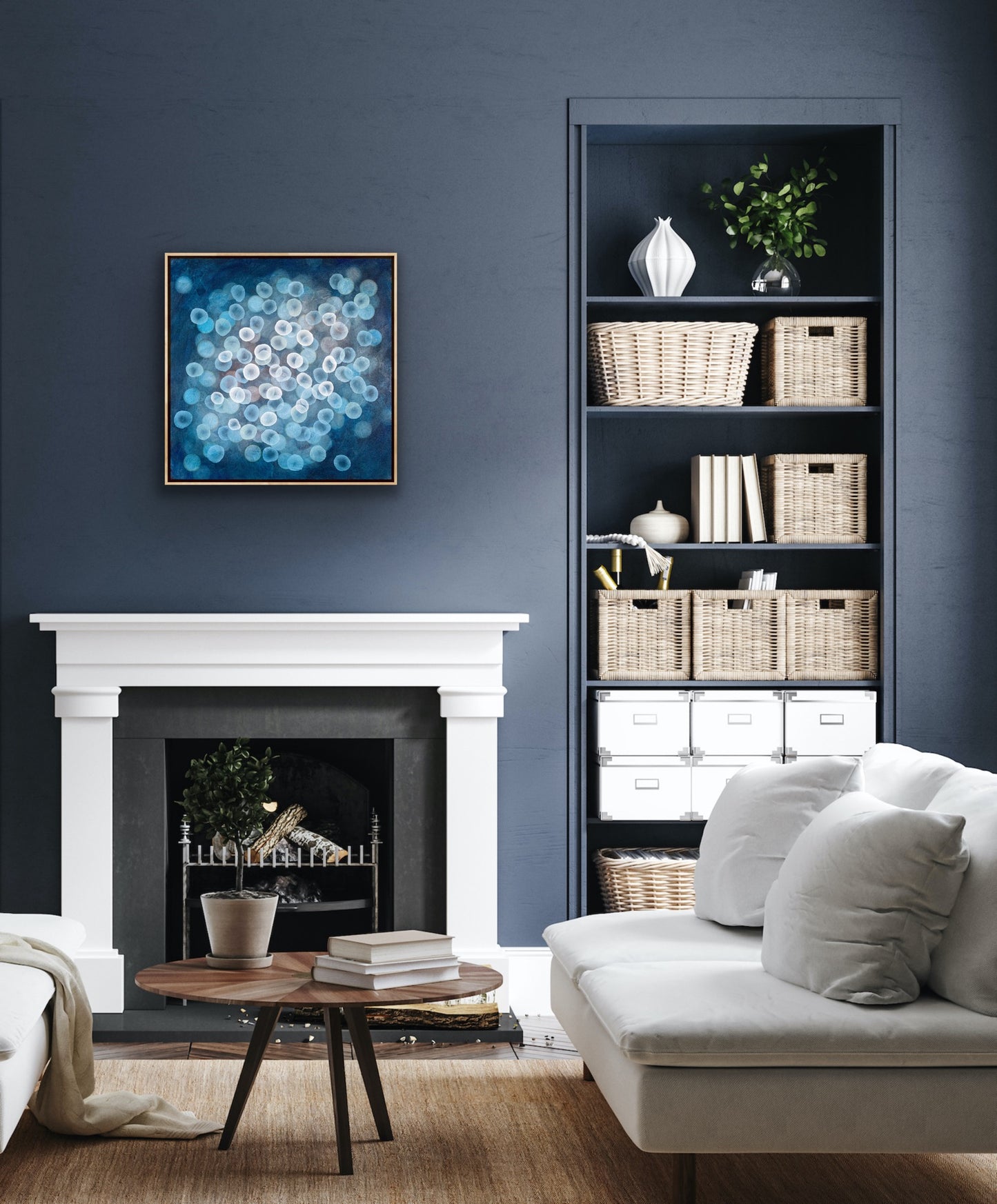 Bioluminescent Bloom Dance - Abstract Microscopic Sealife Painting