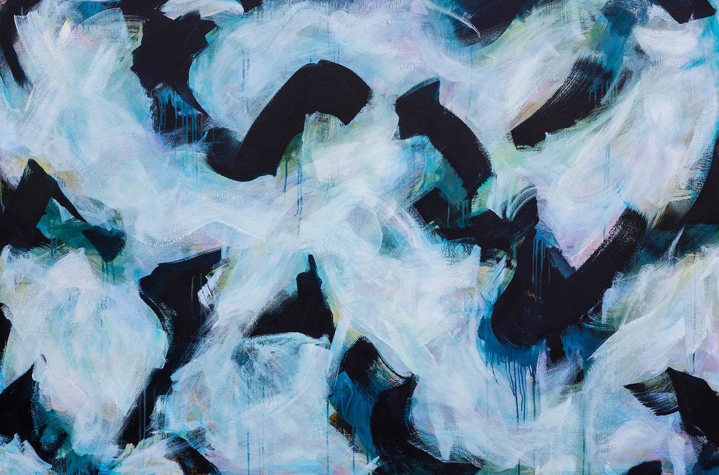 Tideline Musings Kelp, Basalt & Crazy Birds - Large Abstract Painting