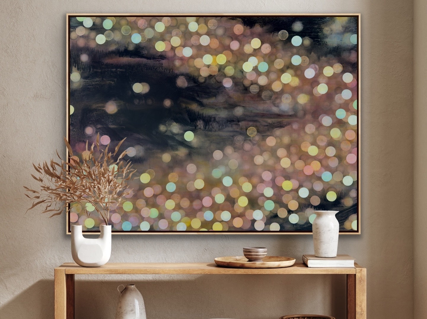 Of Ether and Water - Nocturne a Large Colourful Abstract Painting Framed