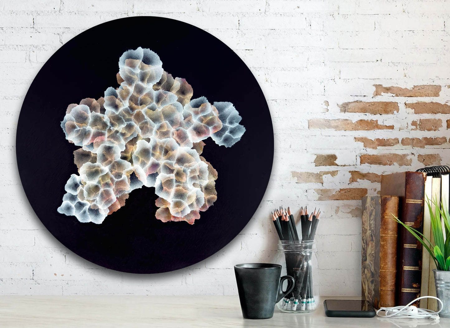 Bio Sphere – Rockpool Bloom II Original Ocean Art Painting on Round Panel