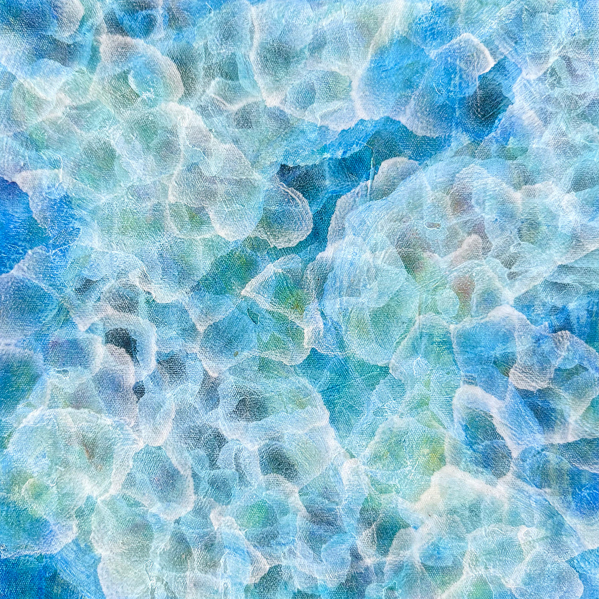 Bio Bloom – Tideline VI - Original Abstract Blue Sealife Painting Framed