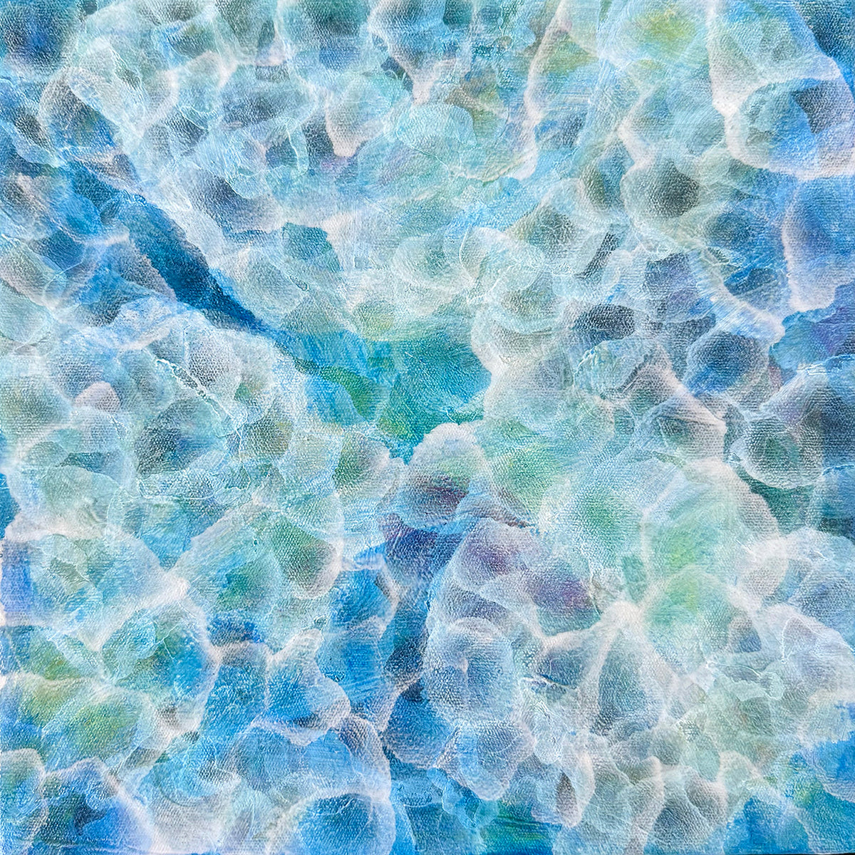 Bio Bloom – Tideline V - Original Abstract Blue Sealife Painting Framed