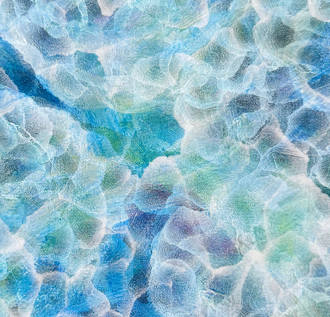 Bio Bloom – Tideline V - Original Abstract Blue Sealife Painting Framed