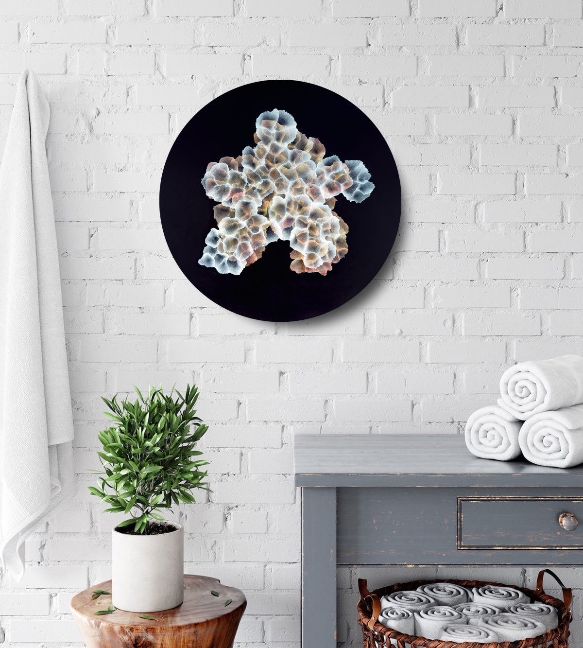 Bio Sphere – Rockpool Bloom II Original Ocean Art Painting on Round Panel